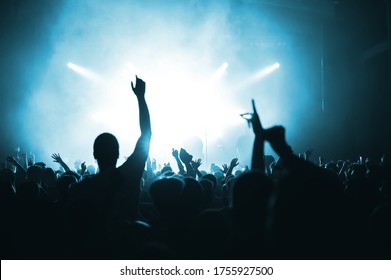 Silhouette People Raise Hand Concert Digital Stock Vector (Royalty Free ...