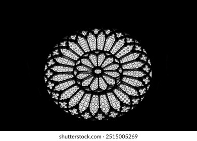 Silhouette of Ornate window on Trieste Cathedral (Cattedrale di San Giusto Martire), medieval church located on San Giusto Hill, Trieste, Italy 04.01.2024 - Powered by Shutterstock