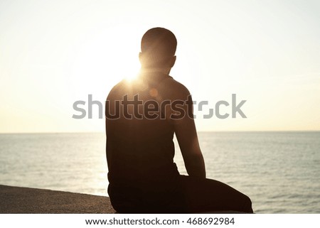 Image, Stock Photo People watching the sunset