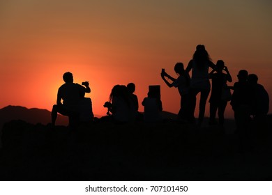 Family Photo Sunset Silhouette Stock Photo (Edit Now) 464756183