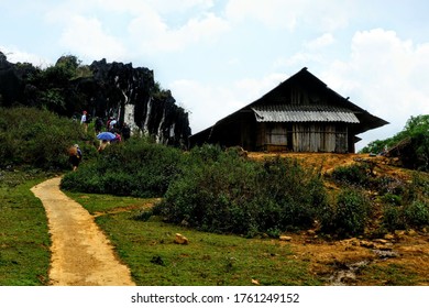 Silhouette Of People Walking In The Mountains And Rice Field Of Sapa, Meeting The Ethnic Minorities Of North Vietnam