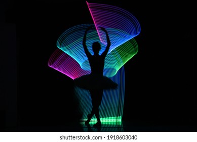 Silhouette Photo Of Ballerina Light Painting Technique