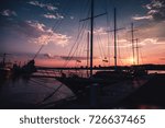 Silhouette photo of sailing ship moored in port of old Nesebar, Bulgaria