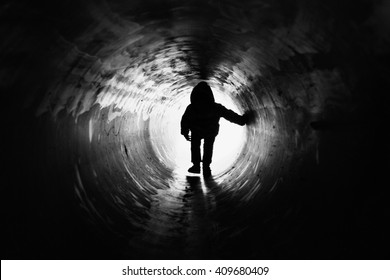 Silhouette in the pipe