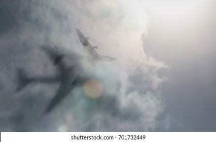 Silhouette Silhouette Plane And Shadow On Cloud