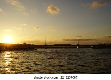 Silhouette portraying Bosforus Bridge in Istanbul - Shutterstock ID 2248239087