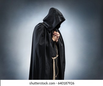 Silhouette Praying Monk Folded Hands Prayer Stock Photo 640187926 ...