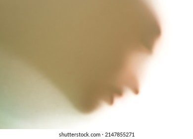 The Silhouette Of The Profile Of The Human Head. Shadow Theater, Silhouette Of A Head With A Long Nose, A Contour Against The Background Of A Light Source.