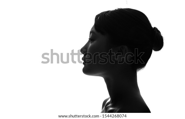 Silhouette Profile Young Asian Girl Stock Photo (Edit Now) 1544268074