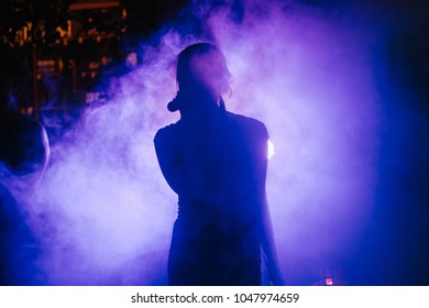 Silhouette Of The Singer At A Concert, Wedding