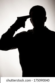 Silhouette of a suicidal man 