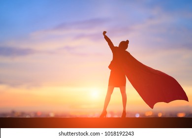 silhouette of super business woman feel excited with sunset - Powered by Shutterstock