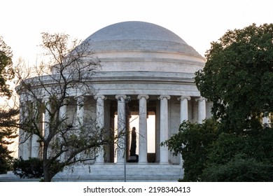 Silhouette Of Thomas Jefferson Statue Inside The Jefferson Memorial In Washington, DC (USA)