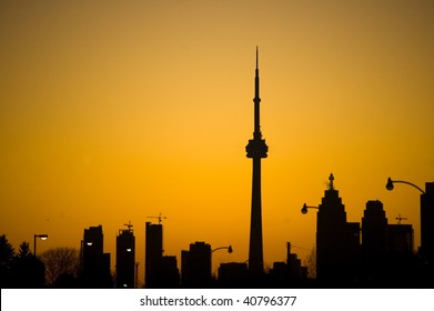 silhouette toronto tower cn urban landscape