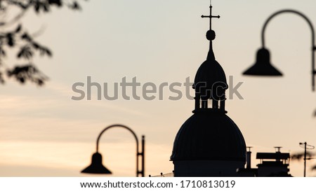 Silhouette of town church in Donja Stubica in Croatia. Stock photo © 