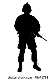 Silhouette Of US Soldier With Rifle