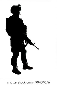 Silhouette Of US Soldier With Rifle