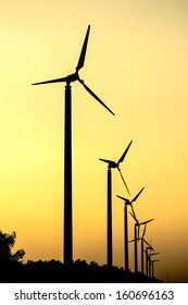 Silhouette Of Wind Turbine