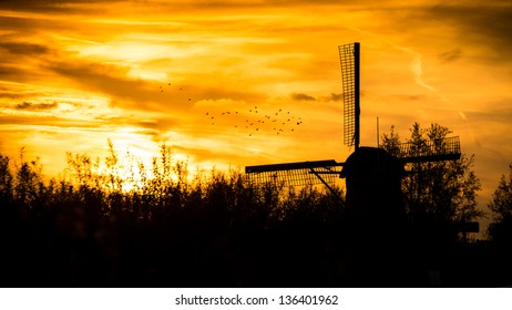 Silhouette windmill