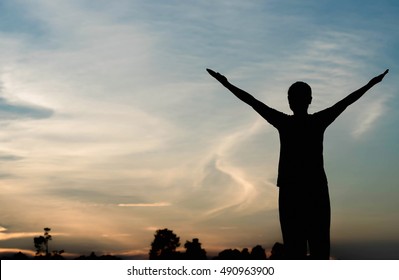 Silhouette Woman Pointing Finger Sky Stock Photo 490963900 | Shutterstock