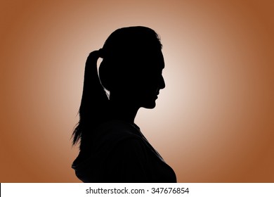 Silhouette Woman Portrait, Concept Of Unknown, Anonymous, Unnamed Etc.