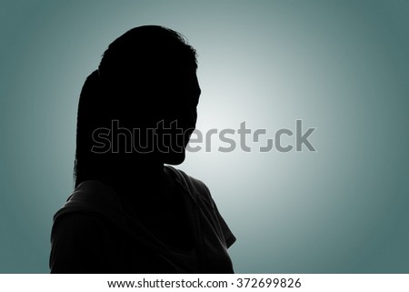 Silhouette woman portrait, concept of unknown, anonymous, unnamed etc.