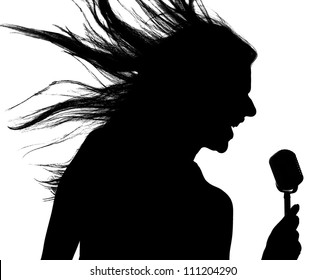 Silhouette Of A Woman Singer