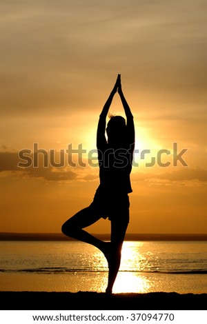 Similar – Women doing pilates on the beach