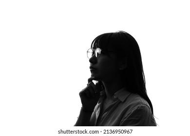 Silhouette of young asian woman. - Shutterstock ID 2136950967
