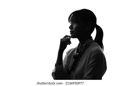 Silhouette of young asian woman. - Shutterstock ID 2136950977