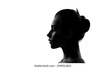 Silhouette young beauty healthy happy woman