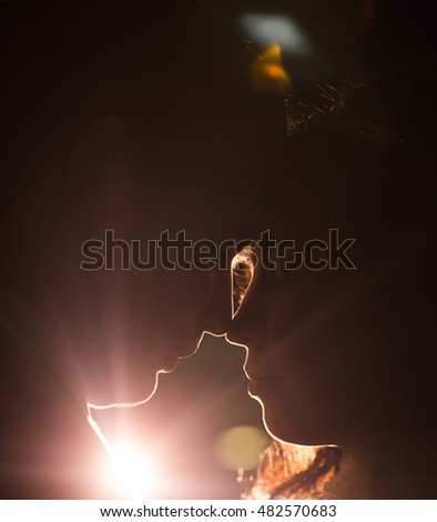 Similar – Image, Stock Photo Boy telling a story to his sister