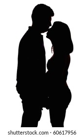 Silhouette Young Future Parents Hugging Kissing Stock Photo 60617956 ...