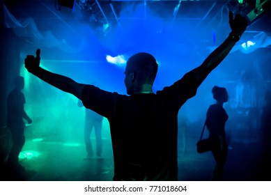 Silhouette Young Leading On Dance Floor Stock Photo 771018604 ...