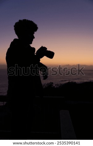 Similar – Image, Stock Photo Outdoor photographer captures serene lakeside moments