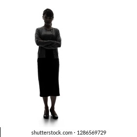 Silhouette Of Young Woman.