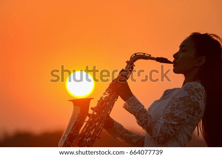 Similar – Image, Stock Photo Silhouette of a young attractive woman