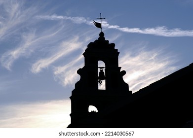 Silhouetted Greek Church Bell Tower