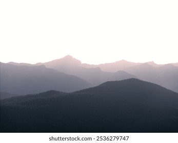 Silhouetted Mountain Ridges at Dawn in Washington State - Powered by Shutterstock