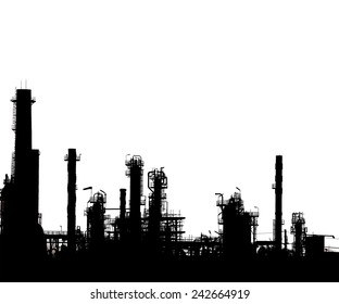 Silhouetted of oil refinery