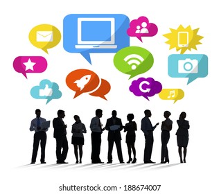 Silhouettes Business People Social Media Stock Photo 188674007 ...