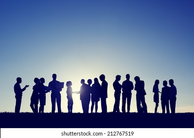 Group Business People Interaction Silhouette Concept Stock Photo (Edit ...