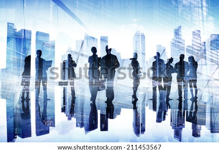Silhouettes of Business People's Busy Day