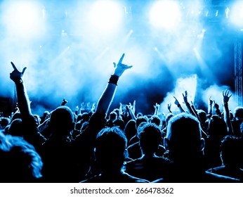 Silhouettes Concert Crowd Front Bright Stage Stock Photo 266478362 ...