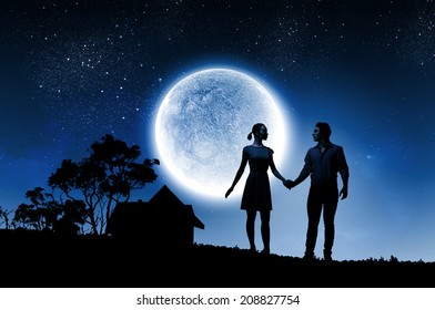 Similar Images, Stock Photos & Vectors of Silhouettes of a young couple ...