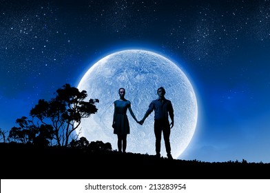 4,374 Silhouette moon woman Stock Photos, Images & Photography ...