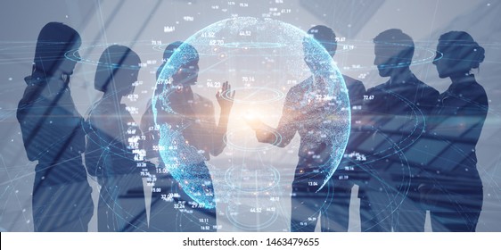 Silhouettes of group of businesspeople. Network of business concept. Global business. - Powered by Shutterstock