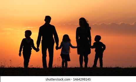 Happy Family Silhouette Sea Reflection Park Stock Photo (Edit Now ...