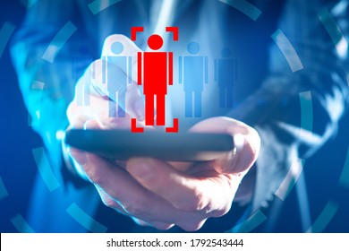 Silhouettes Of Little Men On The Background Of The Tablet. Personnel Policy. Redundancy. The Notice Of Dismissal. Loss Of Jobs. Notifications About Reduction.