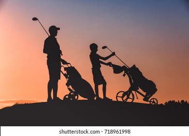 Father And Son Golf Silhouette High Res Stock Images Shutterstock